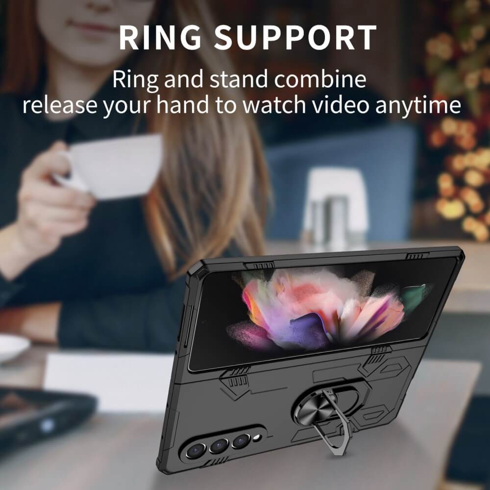 Калъф с Поставка за Samsung Z Fold 4, GKK KickStand Case, Черен (3)