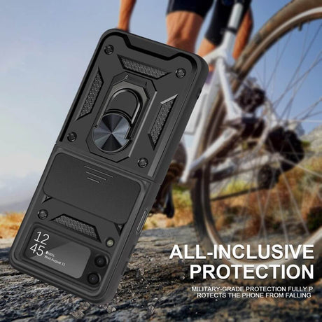 Калъф с Камера Предпазител за Samsung Z Flip 4, Kickstand Pro Case, Черен (3)