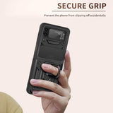 Калъф с Камера Предпазител за Samsung Z Flip 4, Kickstand Pro Case, Черен (4)