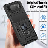 Калъф с Камера Предпазител за Samsung Z Flip 4, Kickstand Pro Case, Черен (2)