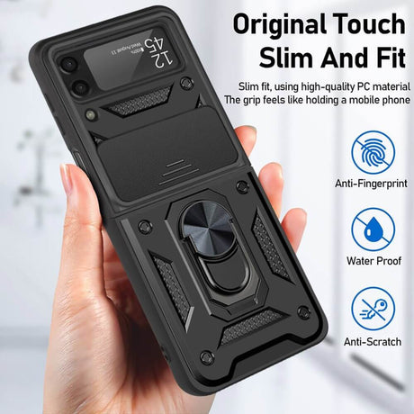 Калъф с Камера Предпазител за Samsung Z Flip 4, Kickstand Pro Case, Черен (2)
