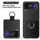 Кожен Калъф с Халка за Samsung Galaxy Z Flip 4, GKK Ring Case, Черен (3)