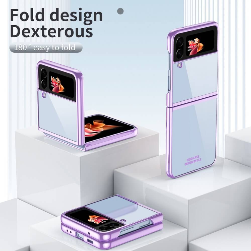 Калъф с Цветна Рамка за Samsung Z Flip 4, GKK Frame Case, Лилав (4)