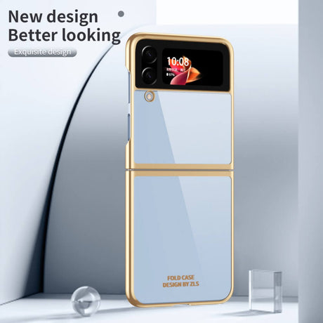 Калъф с Цветна Рамка за Samsung Z Flip 4, GKK Frame Case, Златист (3)