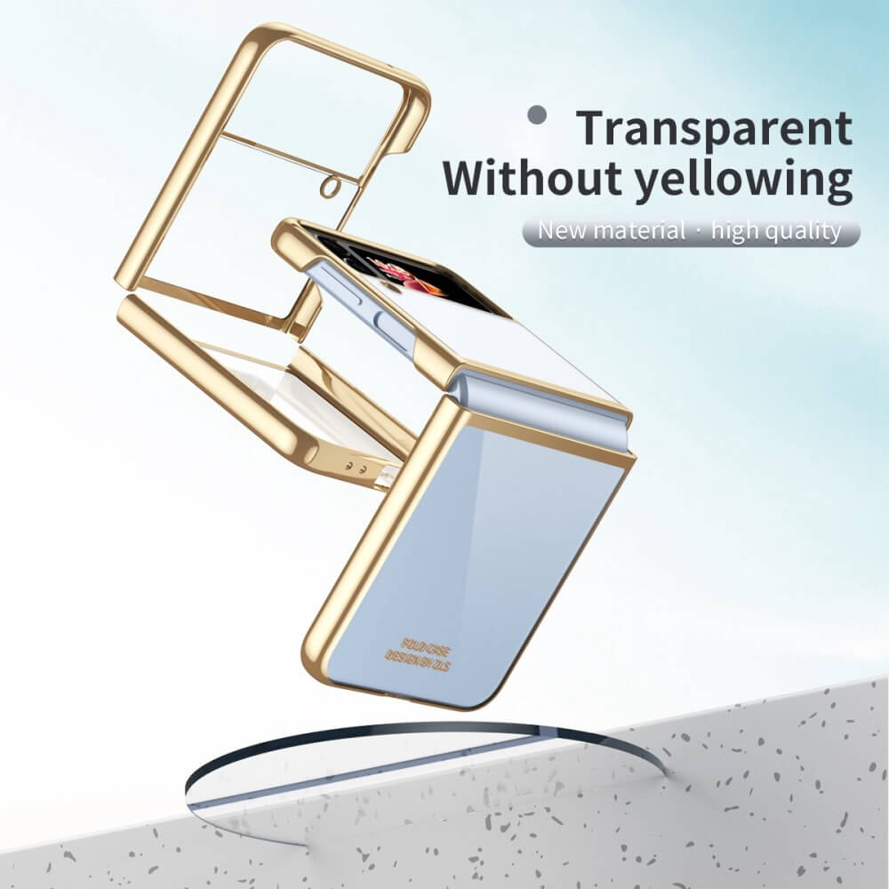 Калъф с Цветна Рамка за Samsung Z Flip 4, GKK Frame Case, Златист (2)