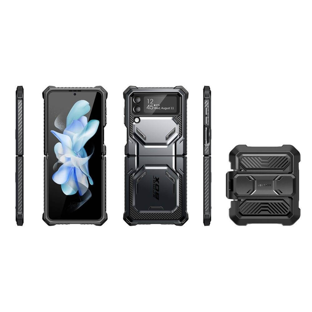 Противоударен Калъф за Samsung Z Flip 4, Supcase Iblsn ArmorBox, Черен (3)