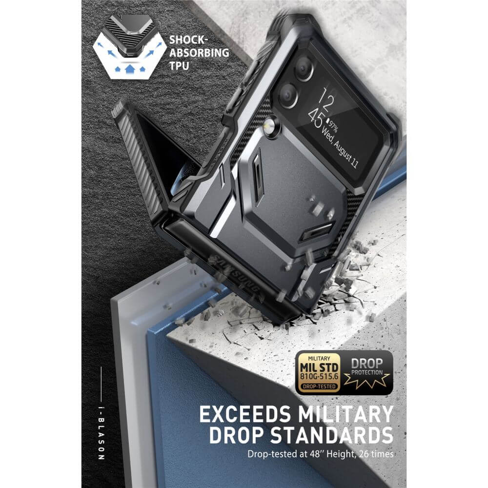 Противоударен Калъф за Samsung Z Flip 4, Supcase Iblsn ArmorBox, Черен (4)