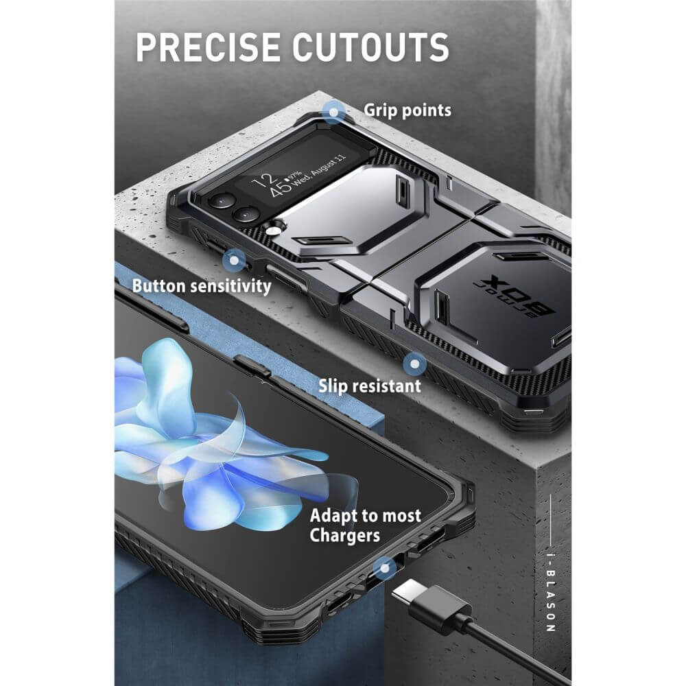 Противоударен Калъф за Samsung Z Flip 4, Supcase Iblsn ArmorBox, Черен (6)