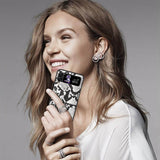 Екзотичен Калъф за Samsung Galaxy Z Flip 4, GKK Snake Leather Case, Черен (4)