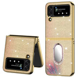 Блестящ Калъф с Пръстен за Samsung Z Flip 4, Glitter Marble Case, Златист