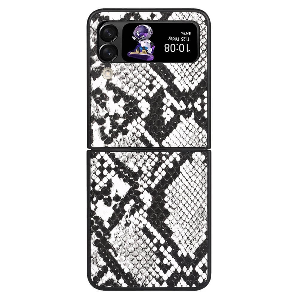 Екзотичен Калъф за Samsung Galaxy Z Flip 4, GKK Snake Leather Case, Черен