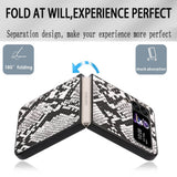 Екзотичен Калъф за Samsung Galaxy Z Flip 4, GKK Snake Leather Case, Черен (6)