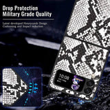 Екзотичен Калъф за Samsung Galaxy Z Flip 4, GKK Snake Leather Case, Черен (3)