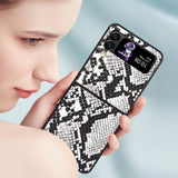 Екзотичен Калъф за Samsung Galaxy Z Flip 4, GKK Snake Leather Case, Черен (2)