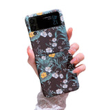 Екзотичен Калъф за Samsung Z Flip 4, Floral PC Case, Зелен
