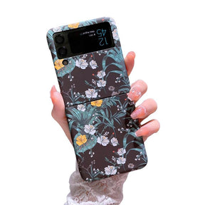 Екзотичен Калъф за Samsung Z Flip 4, Floral PC Case, Зелен