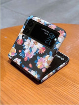 Екзотичен Калъф за Samsung Z Flip 4, Floral PC Case, Син (4)
