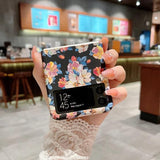 Екзотичен Калъф за Samsung Z Flip 4, Floral PC Case, Син (2)