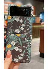 Екзотичен Калъф за Samsung Z Flip 4, Floral PC Case, Зелен (2)