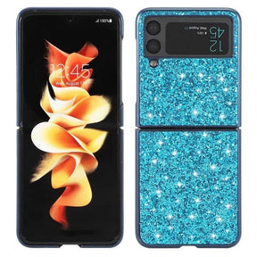 Калъф с Блестяща Декорация за Samsung Z Flip 4, Glitter Case, Син