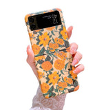 Екзотичен Калъф за Samsung Z Flip 4, Floral PC Case, Жълт