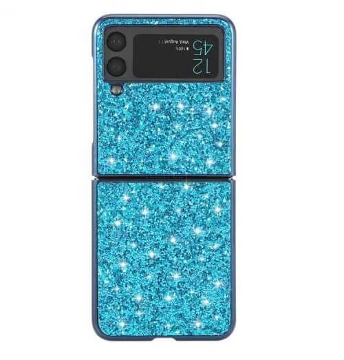 Калъф с Блестяща Декорация за Samsung Z Flip 4, Glitter Case, Син (2)