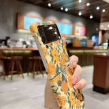 Екзотичен Калъф за Samsung Z Flip 4, Floral PC Case, Жълт (3)