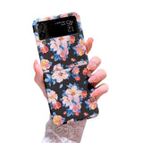 Екзотичен Калъф за Samsung Z Flip 4, Floral PC Case, Син