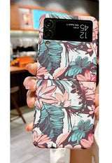 Екзотичен Калъф за Samsung Z Flip 4, Floral PC Case, Розов (2)
