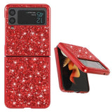 Калъф с Блестяща Декорация за Samsung Z Flip 4, Glitter Case, Червен (4)