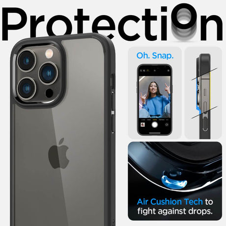 Противоударен Калъф за iPhone 14 Pro, Spigen Ultra Hybrid Case, Черен (9)