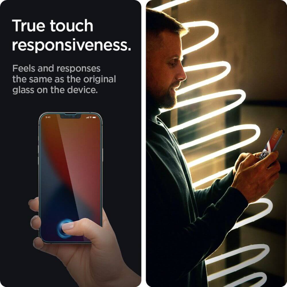 Anti-Spy Стъклен Протектор за iPhone 14, Spigen Privacy Glass, Прозрачен (3)