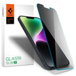 Anti-Spy Стъклен Протектор за iPhone 14, Spigen Privacy Glass, Прозрачен
