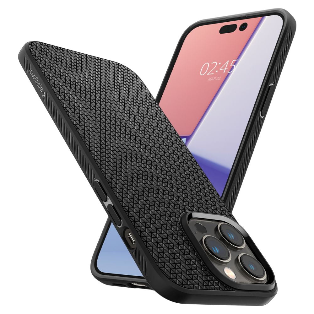 Противоударен Калъф за iPhone 14 Pro Max, Spigen Liquid Air Case, Черен (2)