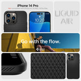 Противоударен Калъф за iPhone 14 Pro Max, Spigen Liquid Air Case, Черен (7)