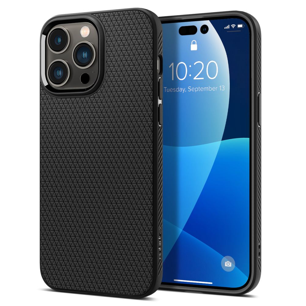 Противоударен Калъф за iPhone 14 Pro Max, Spigen Liquid Air Case, Черен