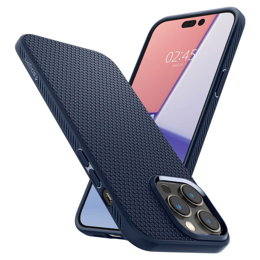 Противоударен Калъф за iPhone 14 Pro, Spigen Liquid Air Case, Син (3)