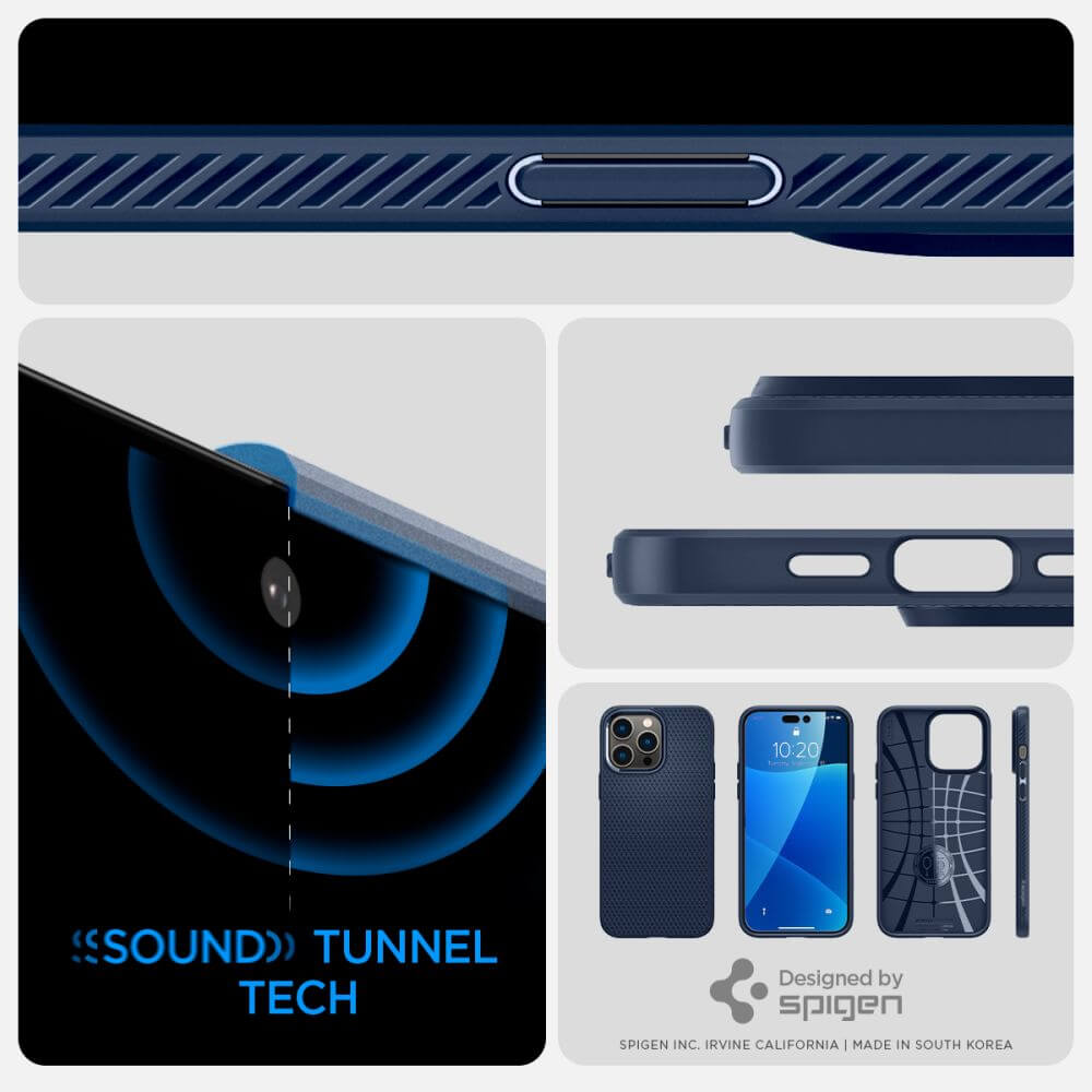 Противоударен Калъф за iPhone 14 Pro, Spigen Liquid Air Case, Син (9)