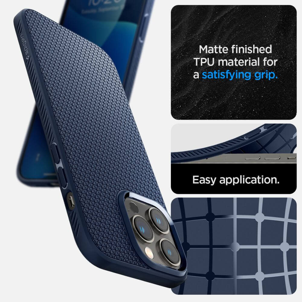 Противоударен Калъф за iPhone 14 Pro, Spigen Liquid Air Case, Син (8)