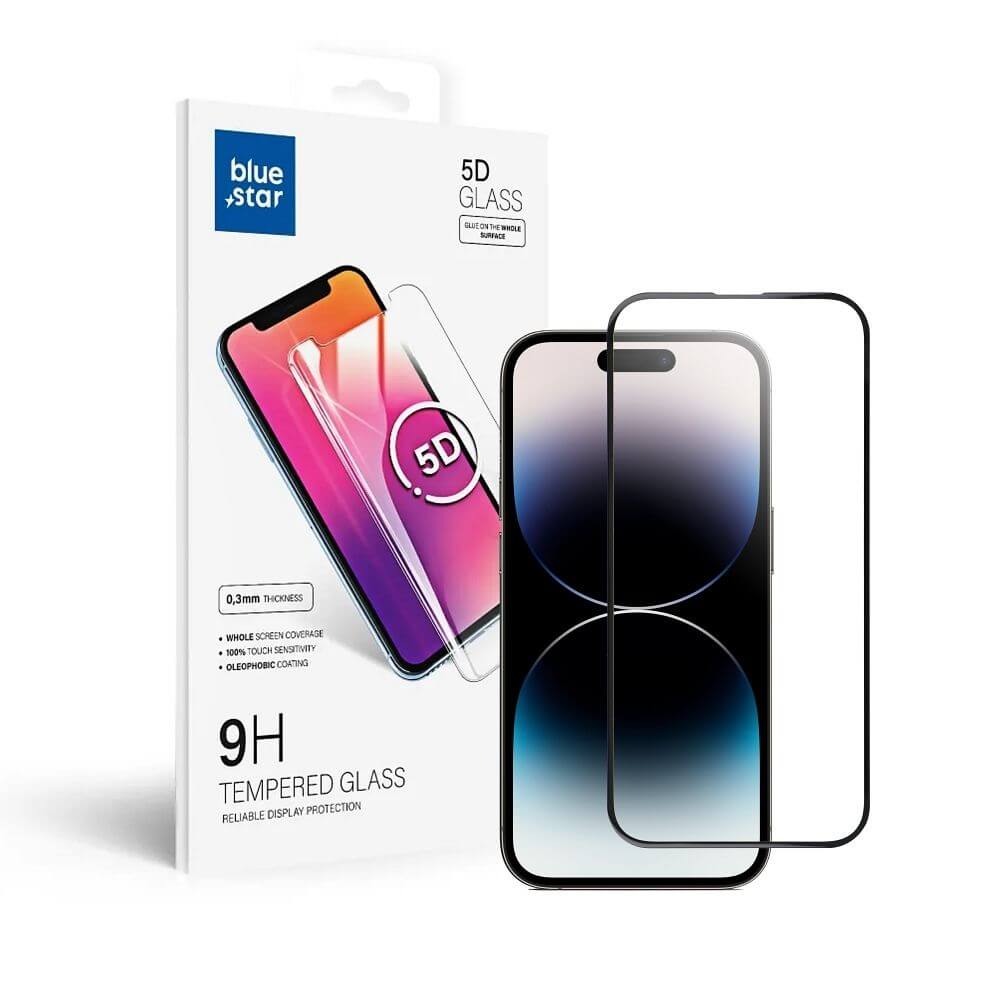 Стъклен Протектор за iPhone 14 Pro, Blue Star 5D Full Glue Glass, Прозрачен