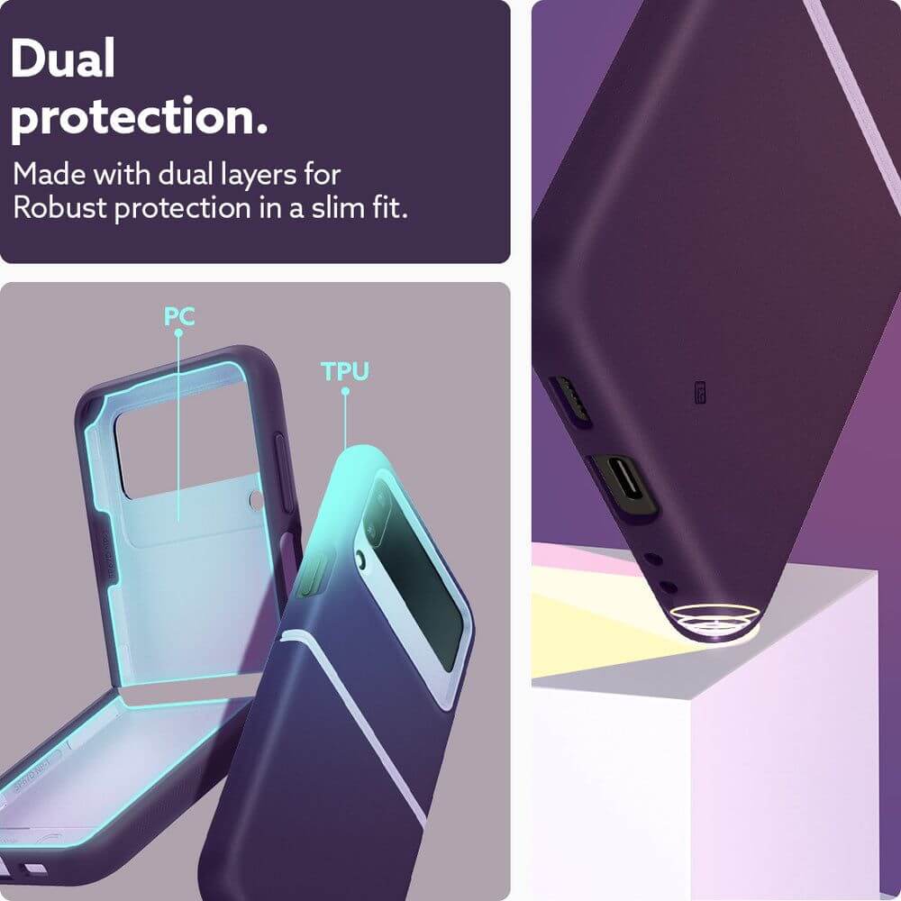 Противоударен Калъф за Samsung Z Flip 4, Spigen Caseology Nano Pop, Лилав (7)