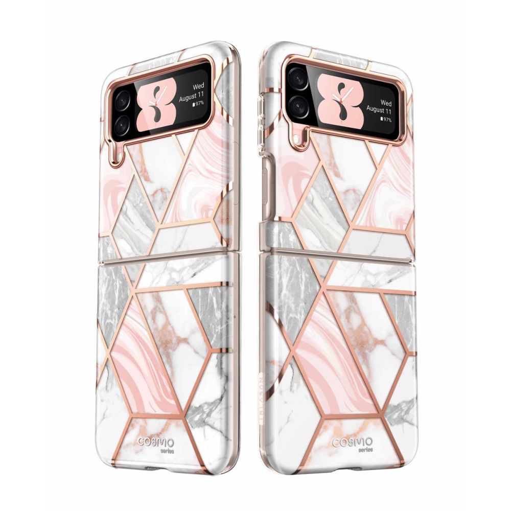 Дамски Калъф за Samsung Z Flip 4, Supcase Iblsn Cosmo Marble, Розов (6)