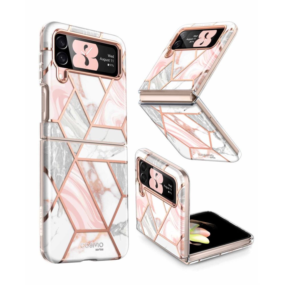 Дамски Калъф за Samsung Z Flip 4, Supcase Iblsn Cosmo Marble, Розов (7)