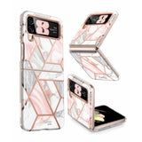 Дамски Калъф за Samsung Z Flip 4, Supcase Iblsn Cosmo Marble, Розов (7)