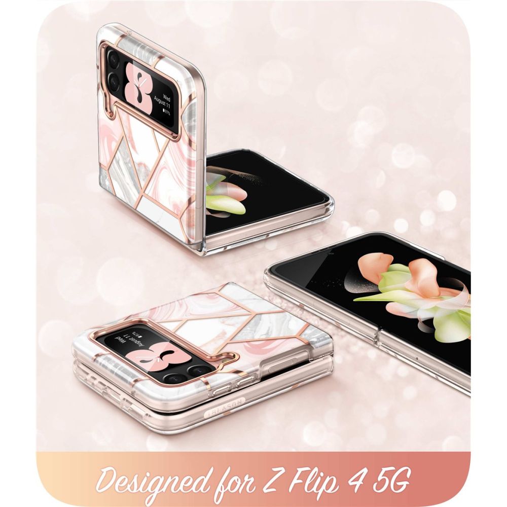 Дамски Калъф за Samsung Z Flip 4, Supcase Iblsn Cosmo Marble, Розов (5)