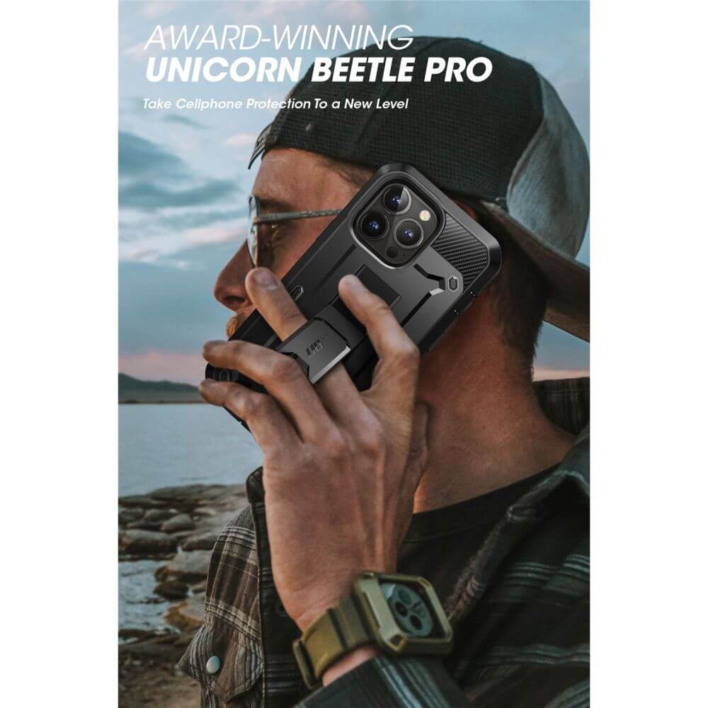 Противоударен Калъф за iPhone 14 Pro Max, Supcase Unicorn Beetle Pro, Черен (7)