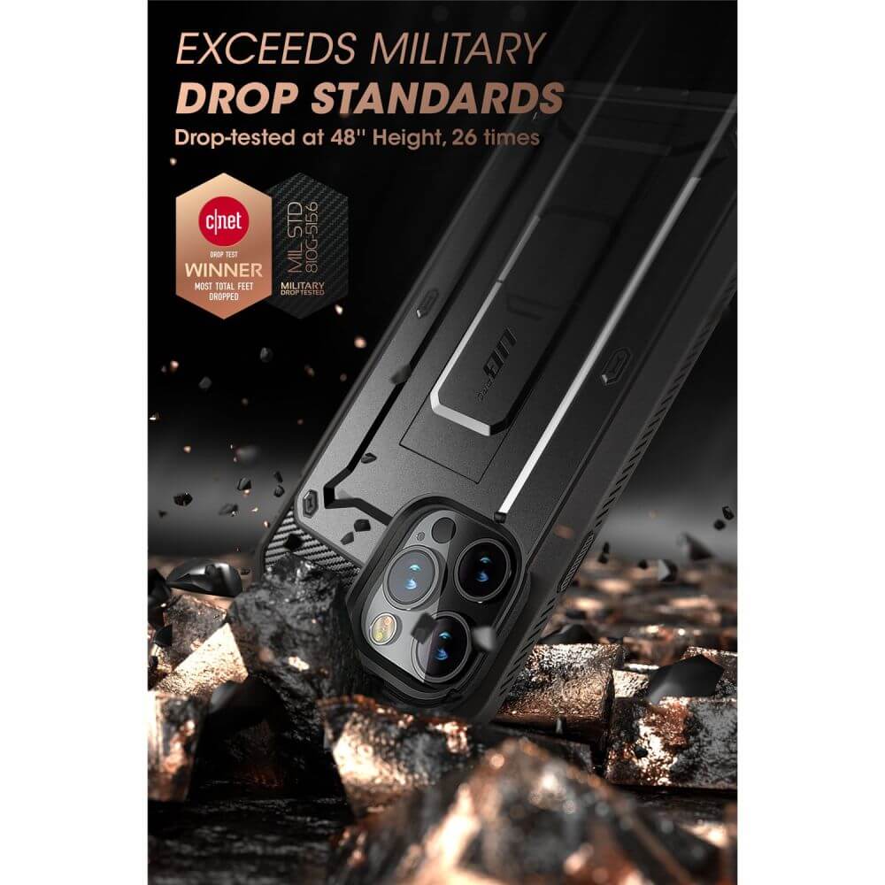 Противоударен Калъф за iPhone 14 Pro, Supcase Unicorn Beetle Pro, Черен (3)