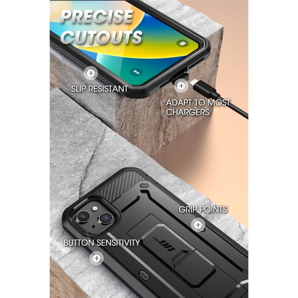 Противоударен Калъф за iPhone 14, Supcase Unicorn Beetle Pro, Черен (6)