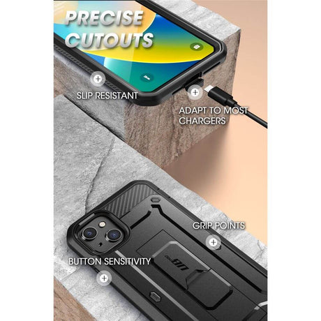 Противоударен Калъф за iPhone 14, Supcase Unicorn Beetle Pro, Черен (6)