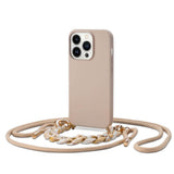 Калъф с Връзка за iPhone 14 Pro Max, Tech-Protect Icon Chain Case, Бежов